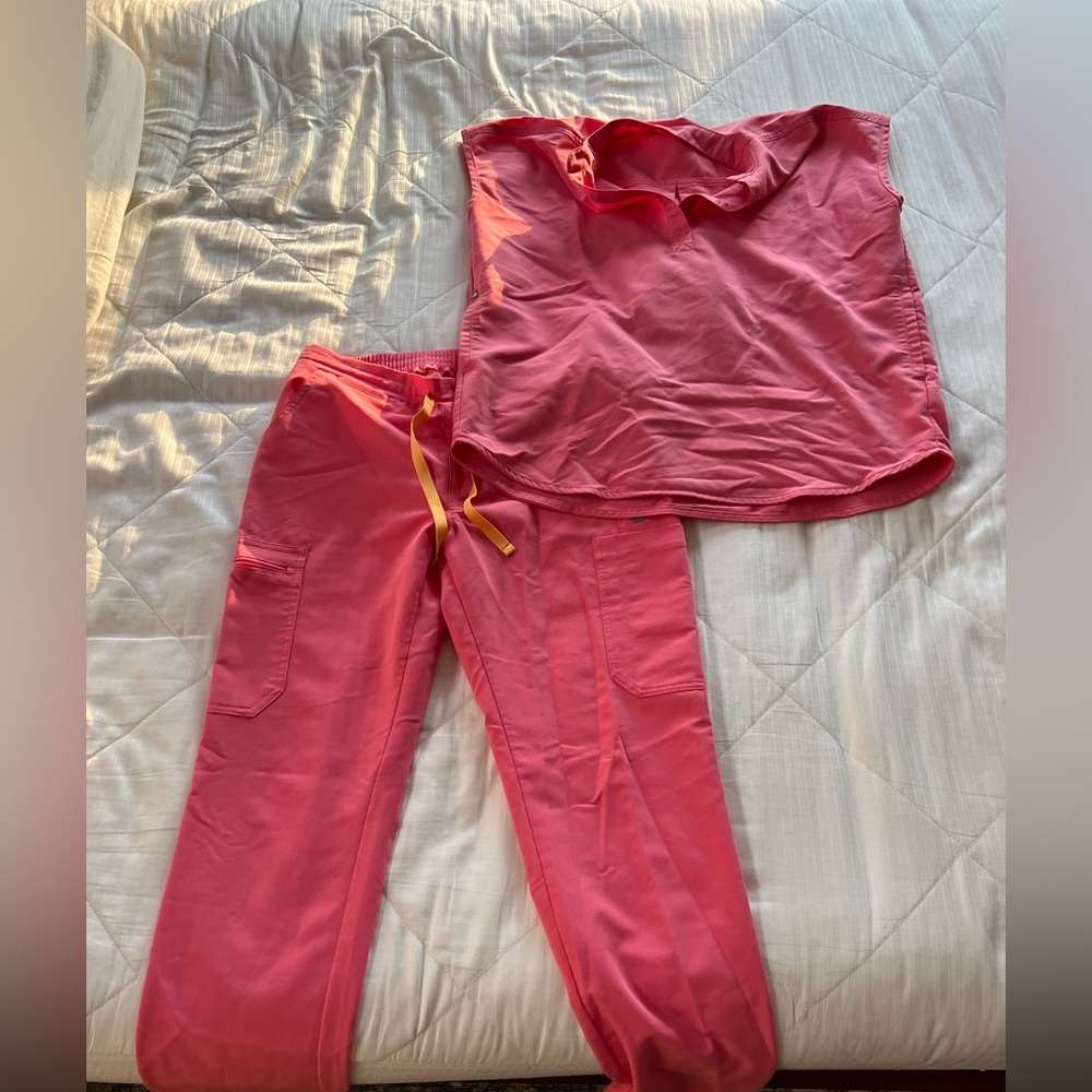 FIGS scrubs set neon pink